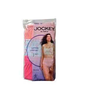 Jockey Elance Cotton Comfort Briefs 3-Pack Pink Floral Size 10 3XL New